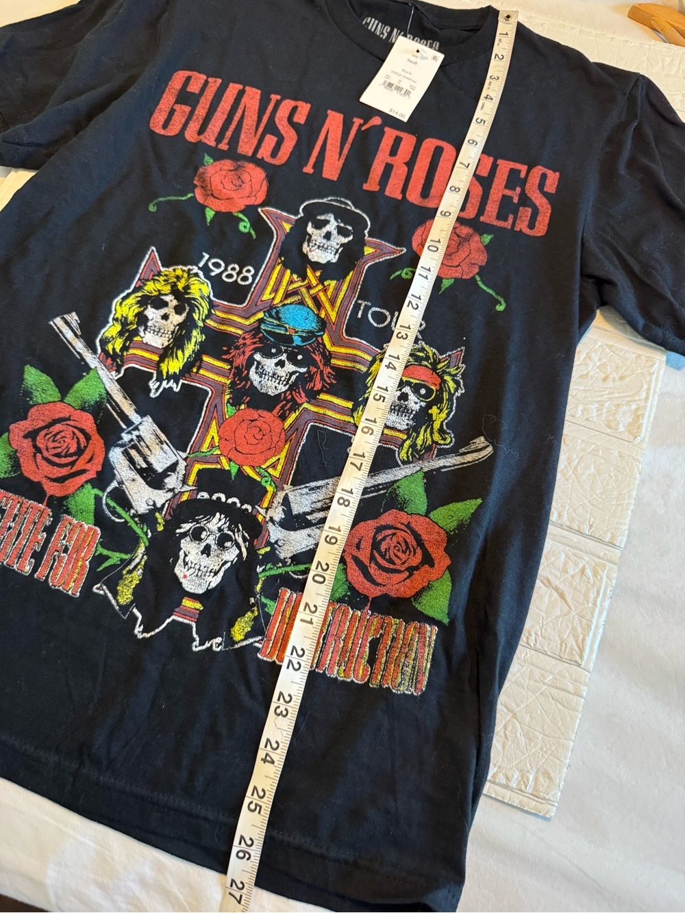 New Guns N' Roses Black 1988 Tour Graphic Short-Sleeve Tee 100% Cotton Unisex S - Picture 3 of 7